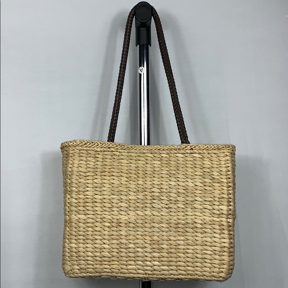 April Cornell Wicker Straw Woven Leather Strap Bag - Picture 4 of 6